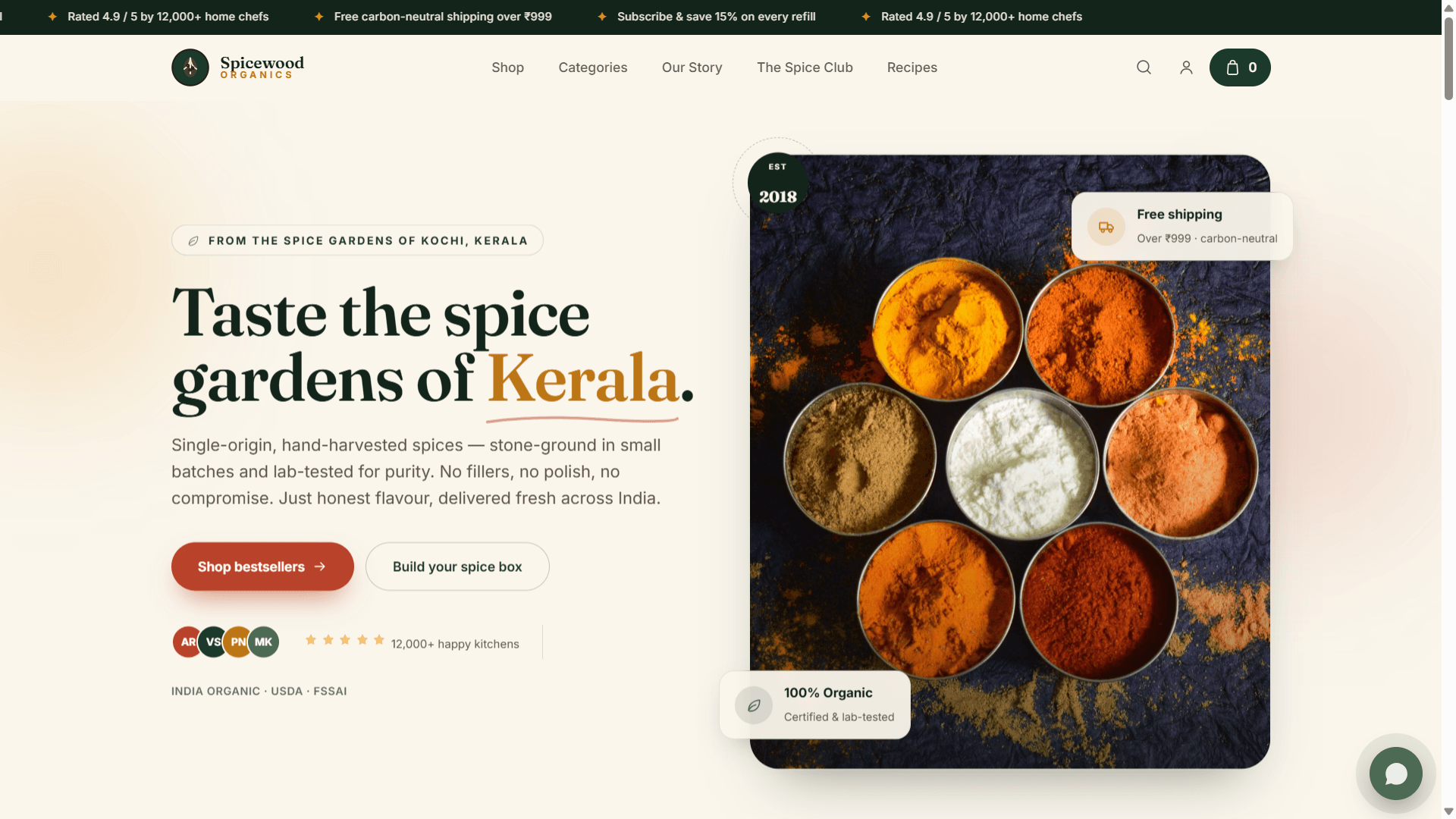 Spicewood Organics ecommerce storefront