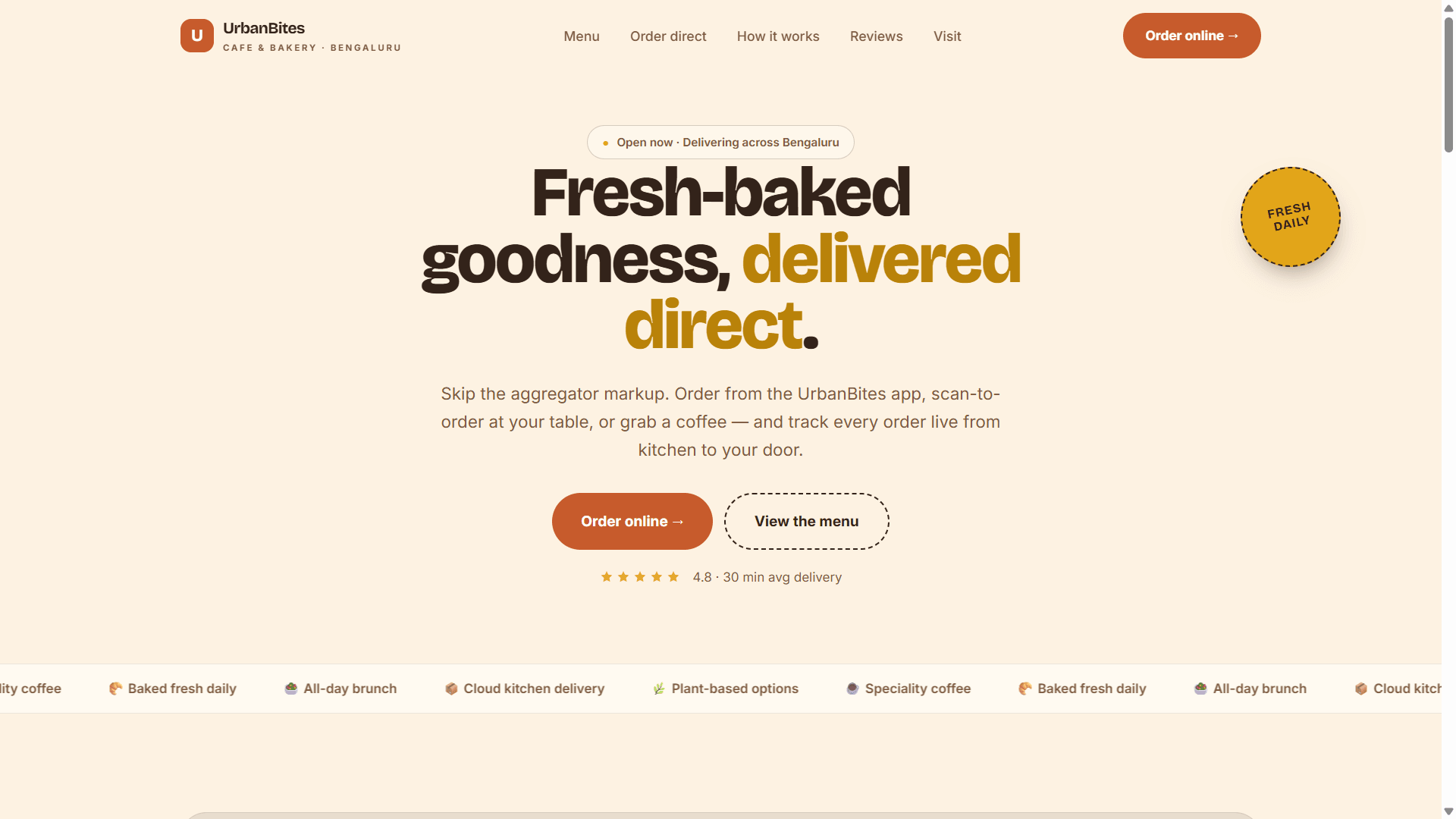 UrbanBites web app interface
